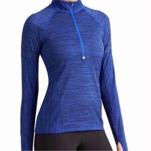Athleta Blue Pacifica Quarter-Zip Athletic Long -Sleeve Top Size M